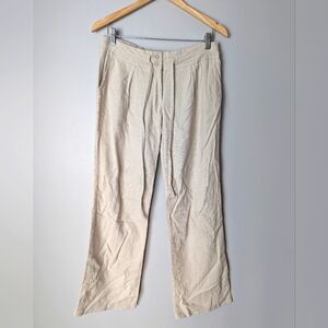 Seduction Tan Women's Linen/Rayon Pants Straight Leg Carrier Office Size Large
